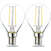Amazon Basics Bombilla LED E14- P45- 2W (equivalente a 25W)- Filamento- 2 unidades